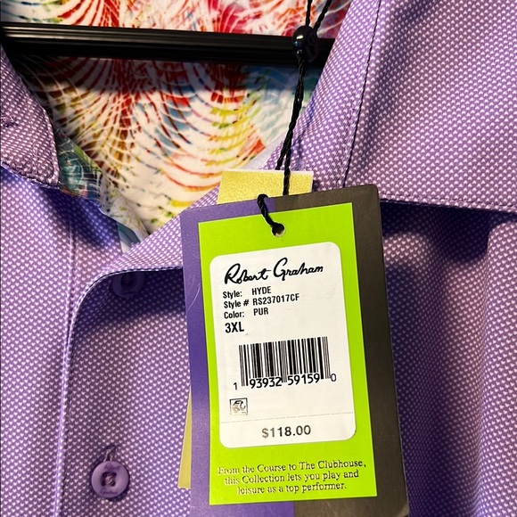 New Robert Graham Lilac Purple Classic Fit Golf Polo UV Protection & Wicking! - Picture 4 of 11